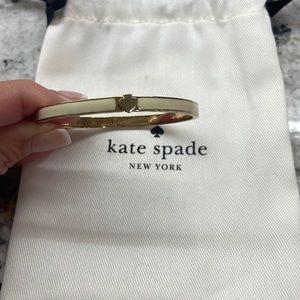 Kate Spade White Enamel Gold Clamper Style Bangle Bracelet